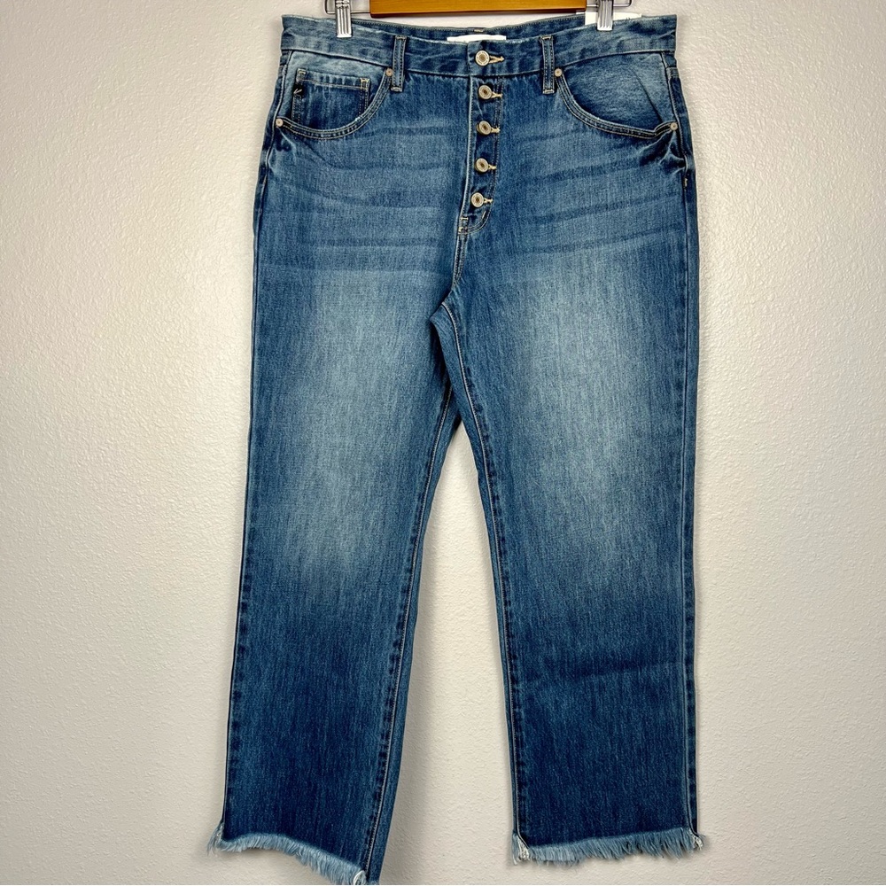 NWT Kancan Button Fly Fray Hem Wide Leg Jeans - Size 13/30